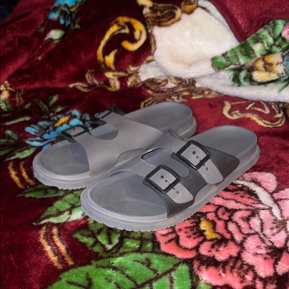 Gray Slide Sandals